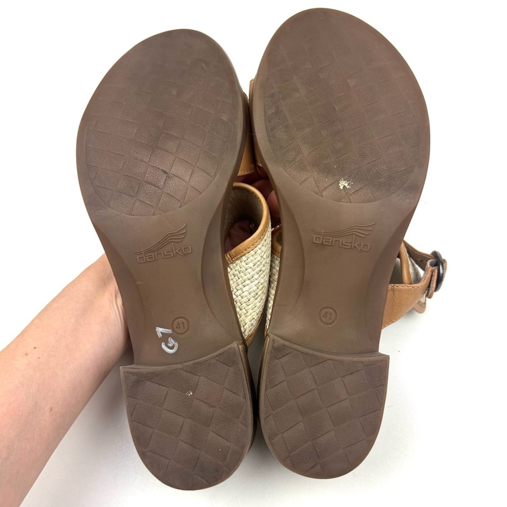 Dansko sandals tan leather comfort low heel size 41 - Picture 6 of 9